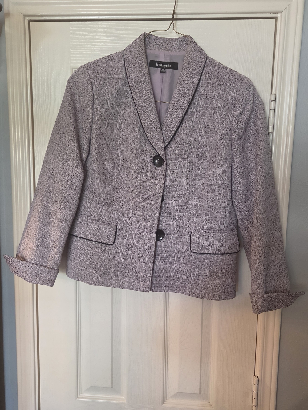 Le Suit Separates Textured Blazer in Purple Size 10P Like New
